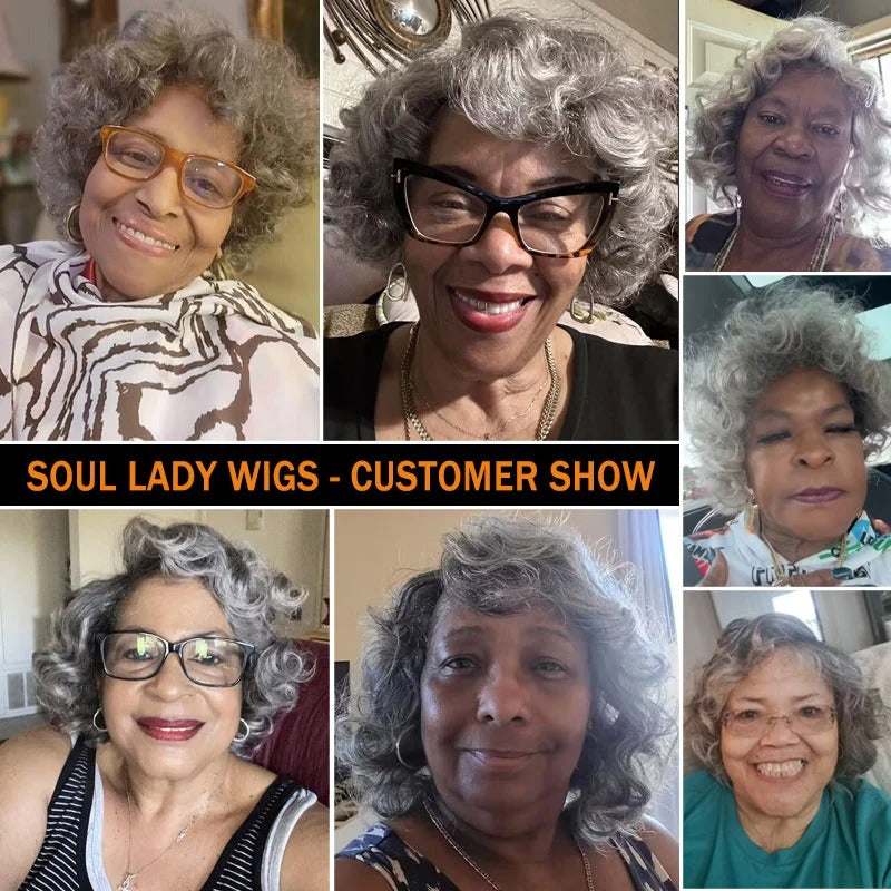 Dorothy | Instant Wear To Go Salt And Pepper Wig Glueless Human Hair Loose Curly Bob For Seniors