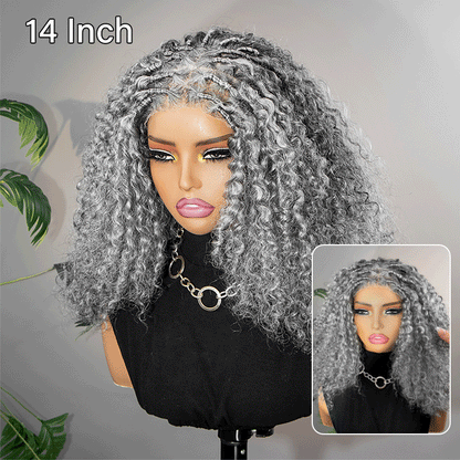 Maggie | Salt & Pepper Boho Curly Human Hair Wig With Hand-Wrapped Root For A Real Scalp Look