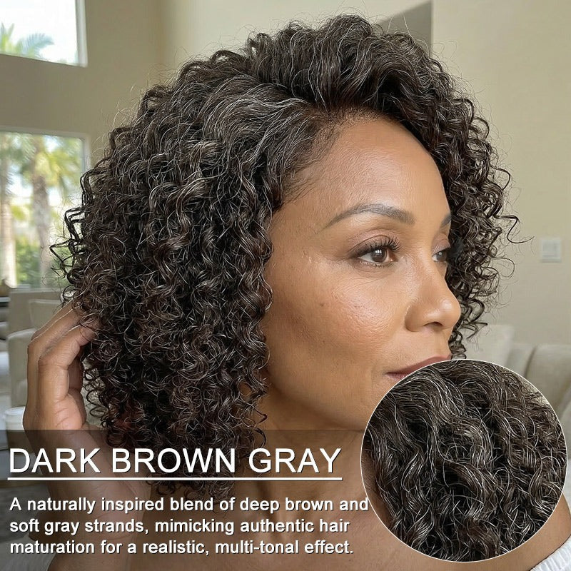 Lynn | Wear & Go Jerry Curly Wig - Dark Brown with Gray Blend 5x5 HD Lace Glueless Human Hair