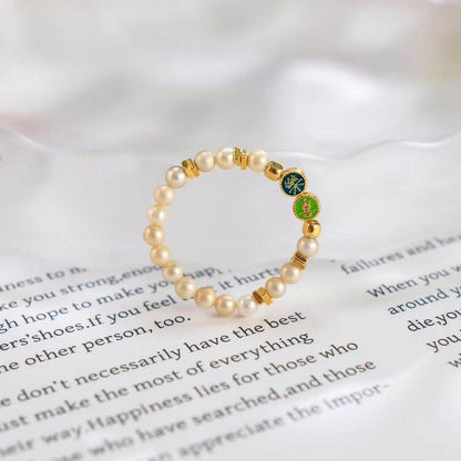 Joyful Blessing Pearl Ring – Cloisonné Enamel Edition