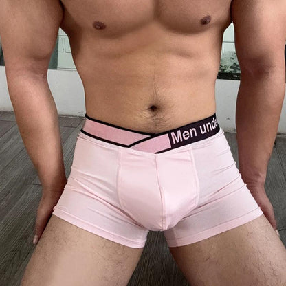 Cross Elastic Wide Waistband Boxer Briefs-Pink Series