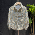 Embossed Gold-stamped Floral Shirt Jacket