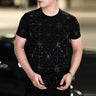 Long-horizontal plaid hot-drilled cotton T-shirt