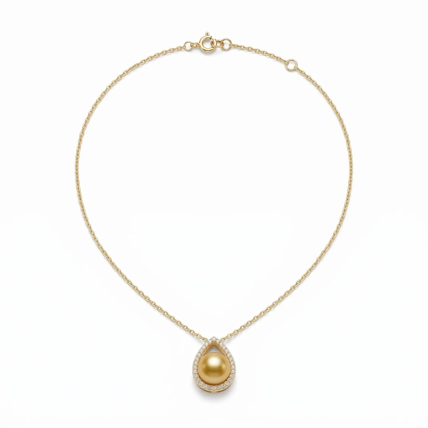 18K Solid Gold Champagne South Sea Pearl Pendant Necklace for Women