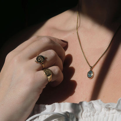 Liberi Vivas Roman Diamond Signet Ring