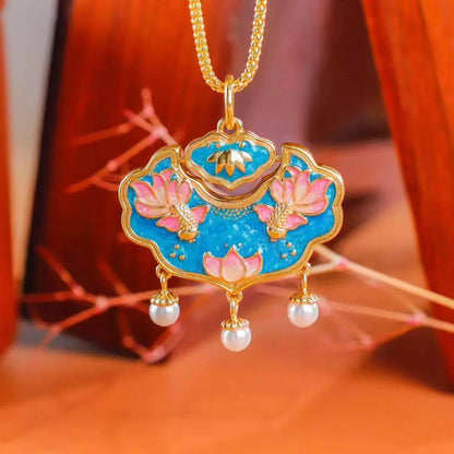 Lotus Goldfish Luck Lock Pendant