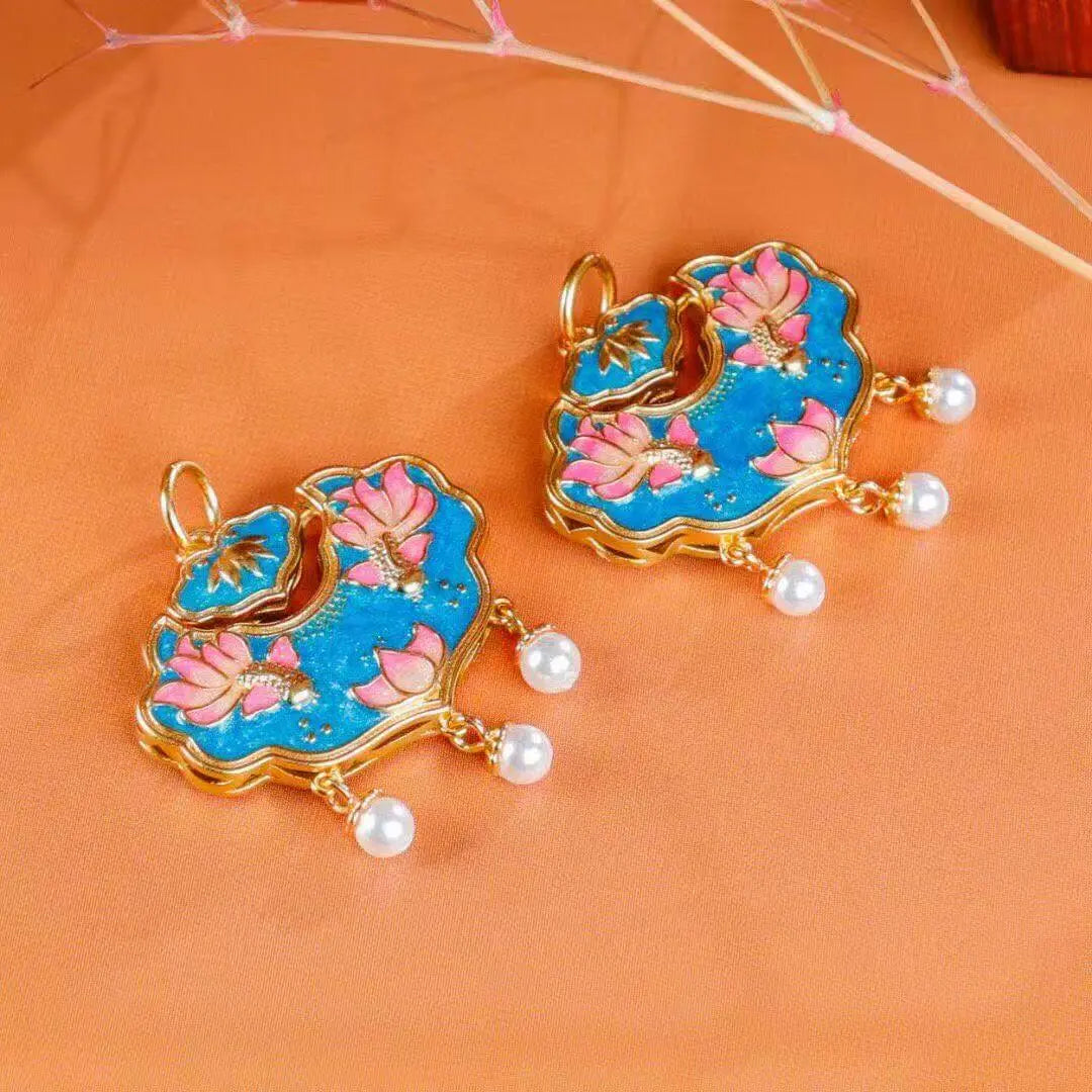 Lotus Goldfish Luck Lock Pendant