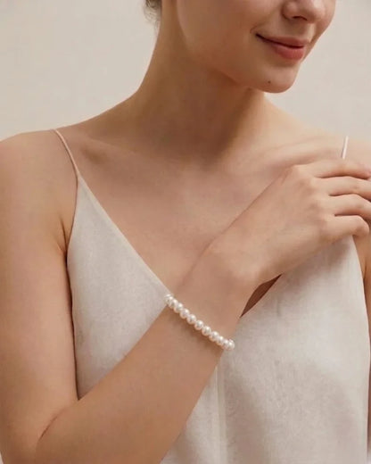 6-7.5mm Cultured White Freshwater Pearl Bracelet for Women