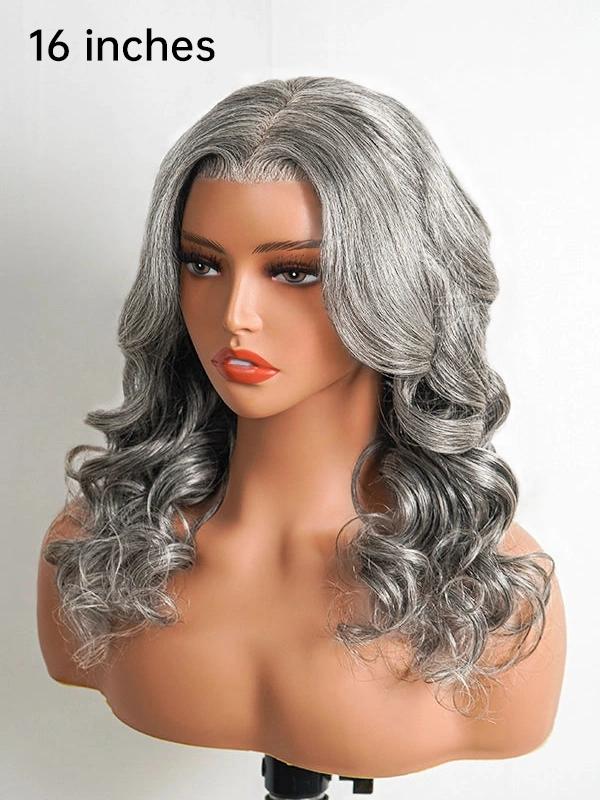 5x5 Salt & Pepper Body Wave Glueless Bob Wig 100% Human Hair