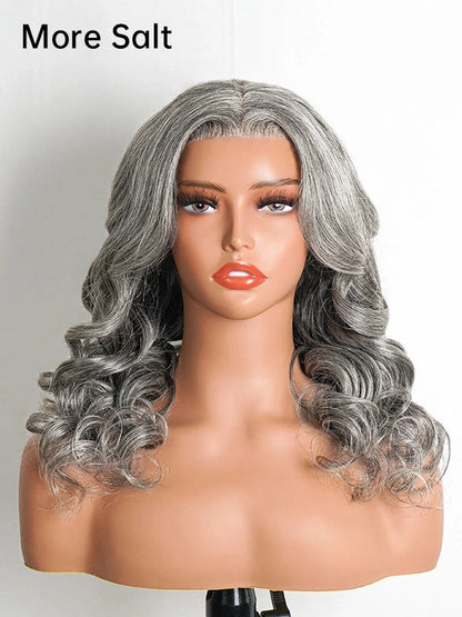 5x5 Salt & Pepper Body Wave Glueless Bob Wig 100% Human Hair