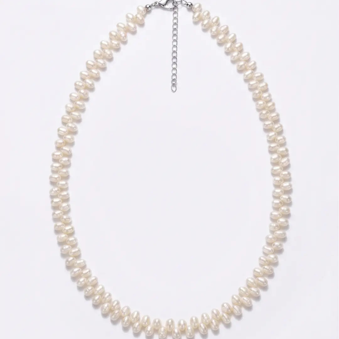 Baroque Pearl Wheat Necklace for Bride, 5-6mm Vintage Inspired White Pearl Jewelry