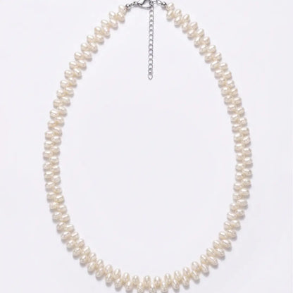Baroque Pearl Wheat Necklace for Bride, 5-6mm Vintage Inspired White Pearl Jewelry