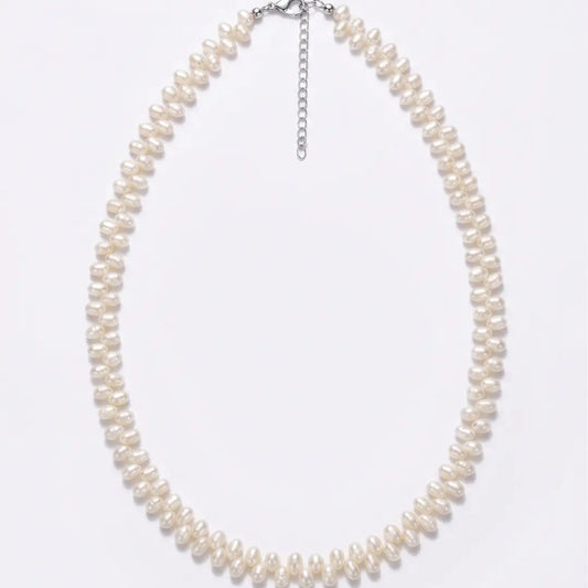 Baroque Pearl Wheat Necklace for Bride, 5-6mm Vintage Inspired White Pearl Jewelry