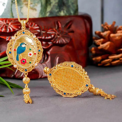 Magpie Plum Blossom Fan Pendant