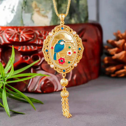 Magpie Plum Blossom Fan Pendant