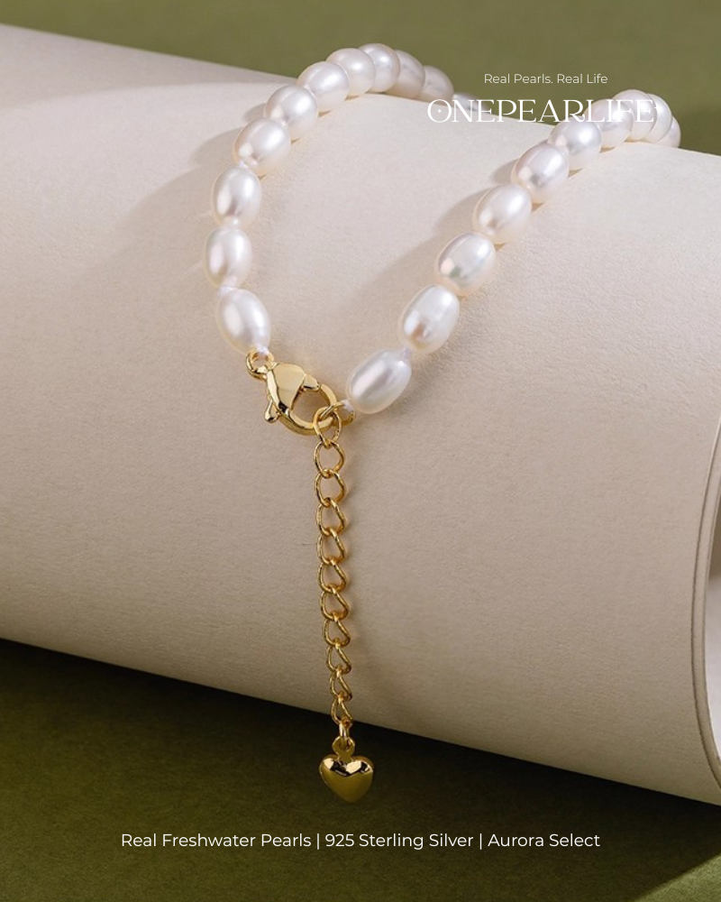 Freshwater Pearl Bracelet with Shell Charm, 4-5mm Ocean Inspired Jewelry