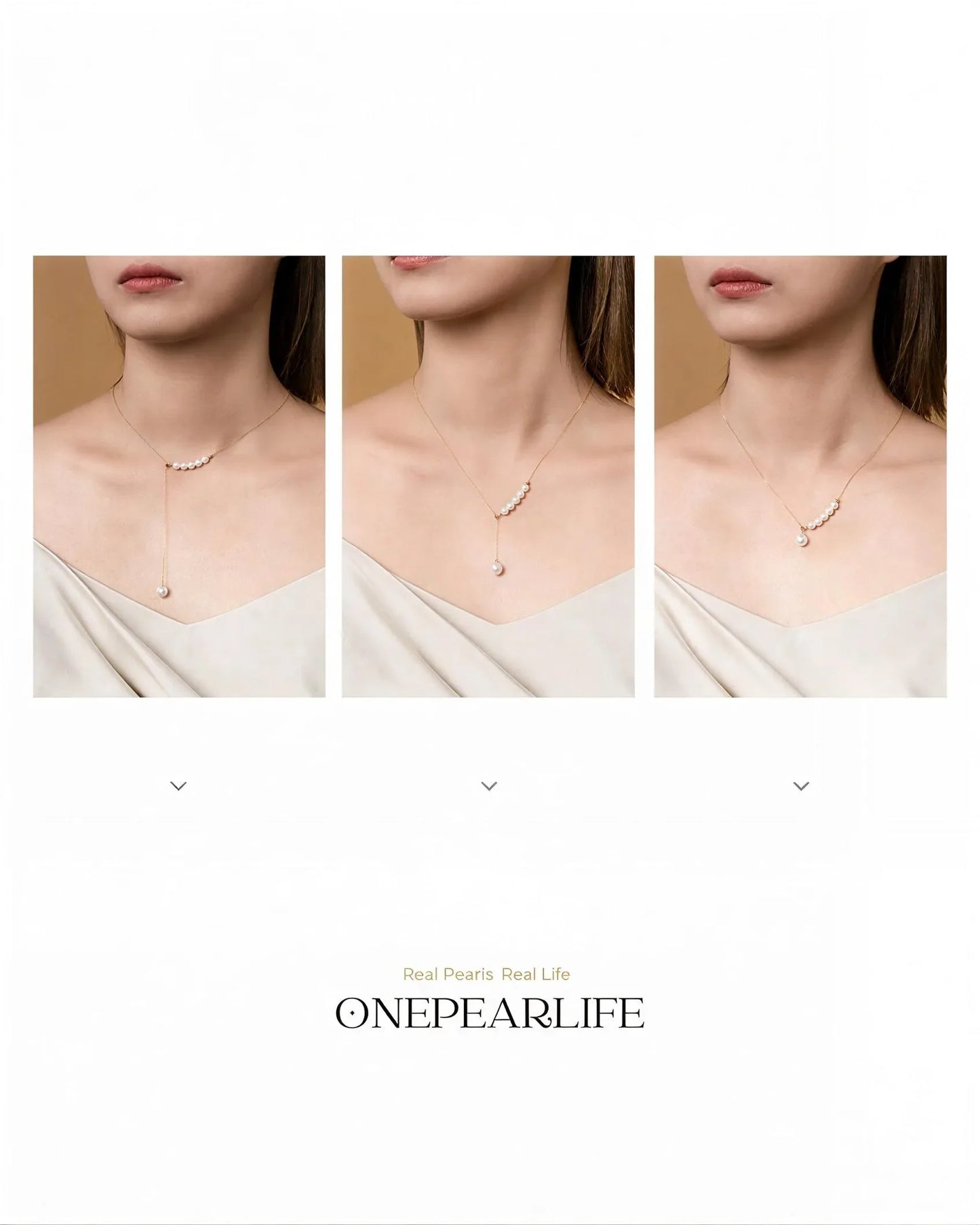 18K Gold Japanese Akoya Pearl Necklace, 3.5mm-7.5mm Genuine White Pearls