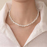 Baroque Petal Pearl Pendant Necklace, S925 Sterling Silver Organic Pearl Jewelry