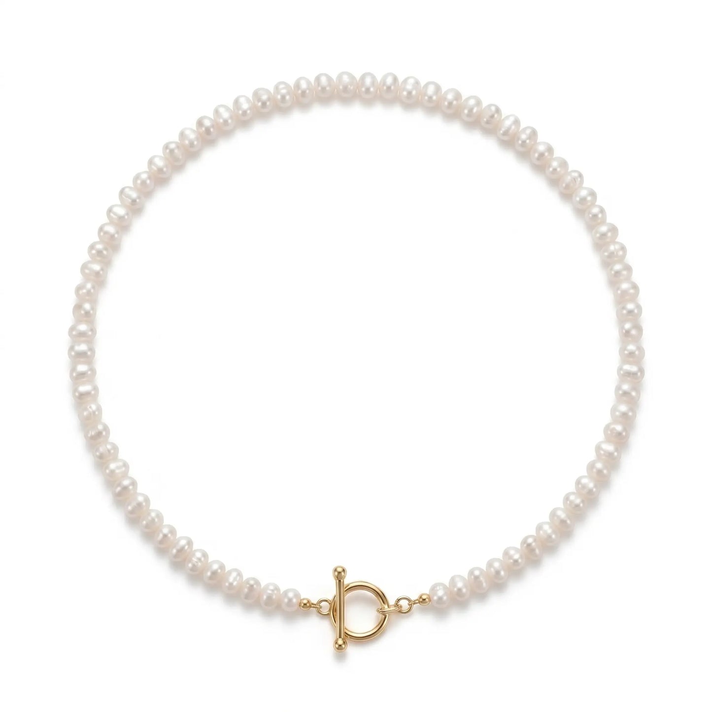 Mini Baroque Pearl Necklace with Toggle Clasp - Dainty 3-3.5mm Tiny Freshwater Pearl Choker
