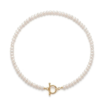 Mini Baroque Pearl Necklace with Toggle Clasp - Dainty 3-3.5mm Tiny Freshwater Pearl Choker