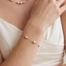Minimalist 18K Solid Gold Pearl Bracelet, Real Freshwater Single Pearl Choker Bracelet with Gold Beads for Women