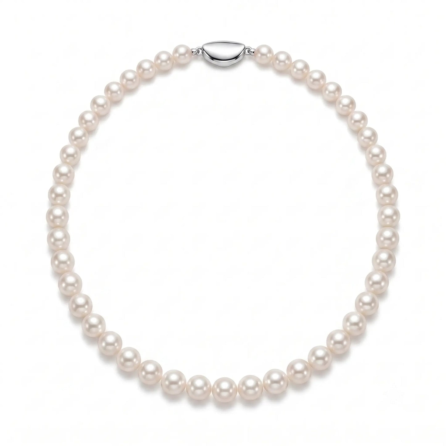 Minimalist Bridal Wedding Pearl Necklace, 7-9.5mm Genuine White Freshwater Pearl Jewelry