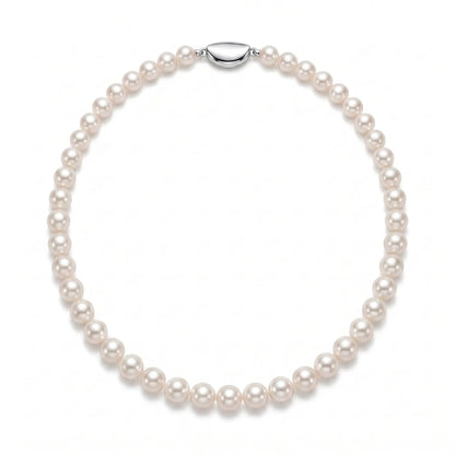 Minimalist Bridal Wedding Pearl Necklace, 7-9.5mm Genuine White Freshwater Pearl Jewelry