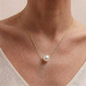 Solid 18K Gold Floating Freshwater Pearl Necklace Pendant 9-9.5mm