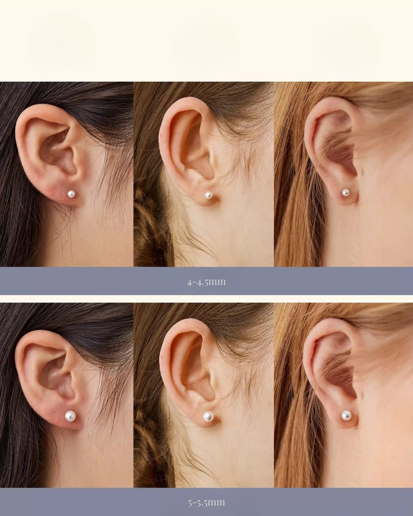 18K Gold Japanese Akoya Pearl Earrings, 3-7.5mm AAA+ Luster White Studs