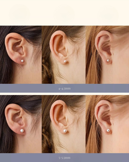 18K Gold Japanese Akoya Pearl Earrings, 3-7.5mm AAA+ Luster White Studs