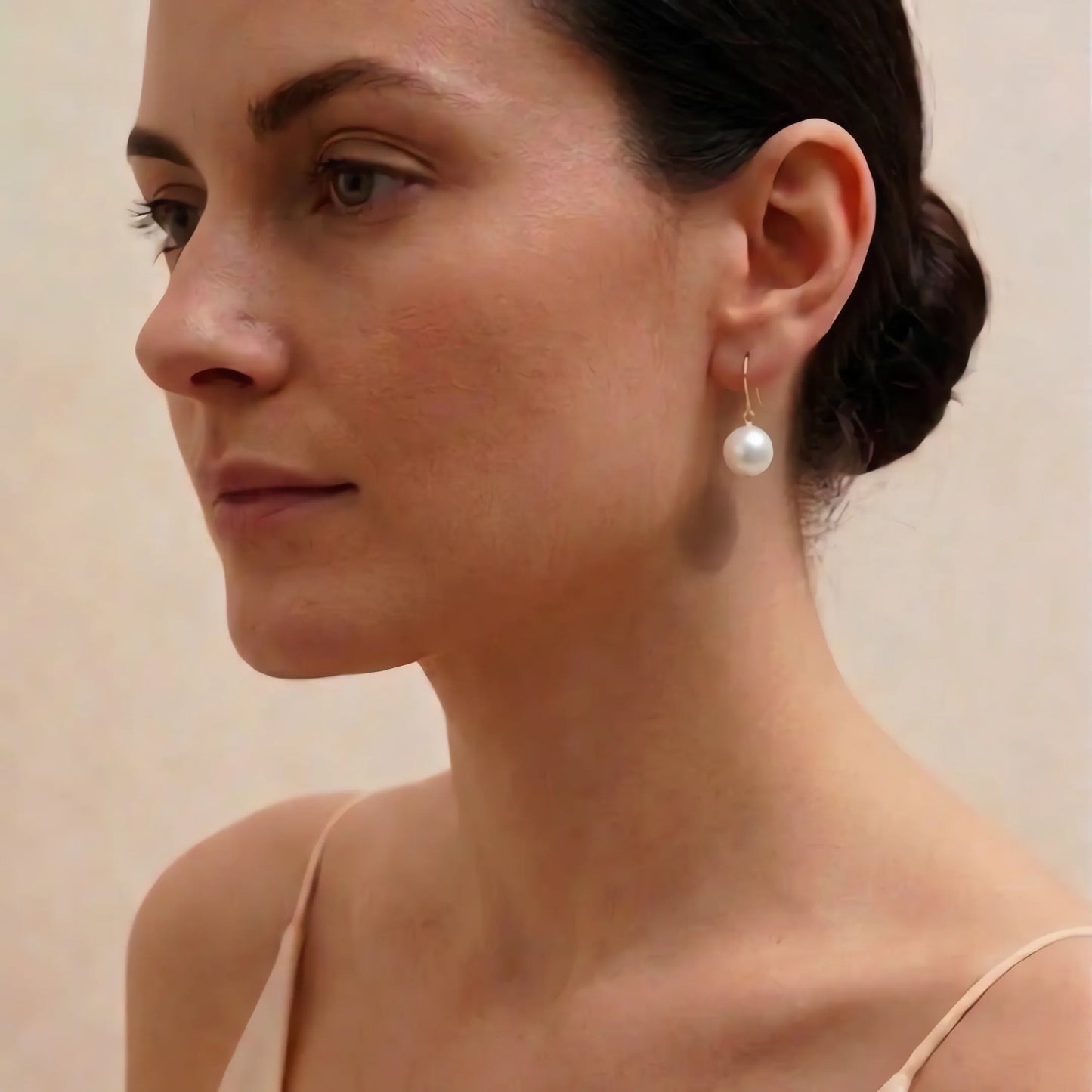 18K Solid Yellow Gold Akoya Natural Pearl Drop Earrings