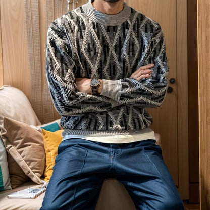 Diamond woven texture sweater