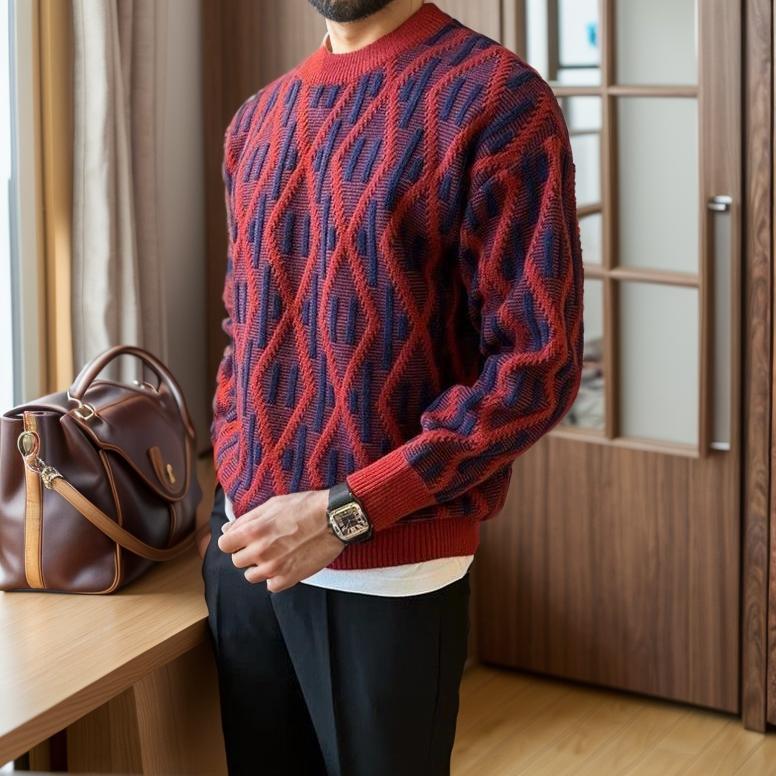 Diamond woven texture sweater
