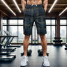 Blue and black plaid micro-elastic shorts