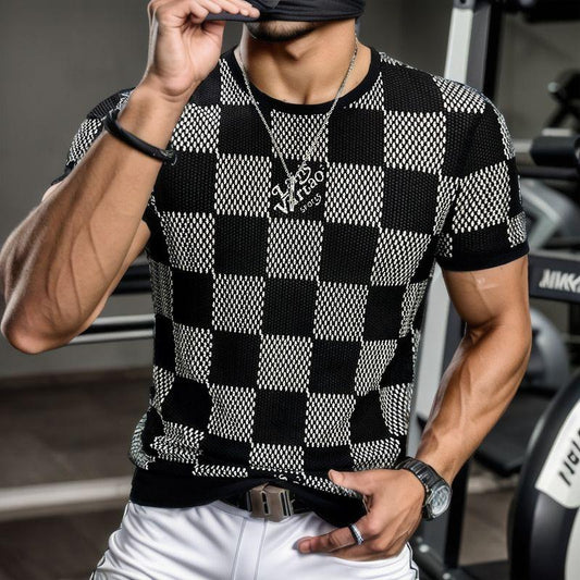 Knitted Plaid Breathable Lightweight T-Shirt