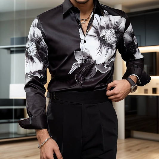 Black and white floral Sparkling shirt
