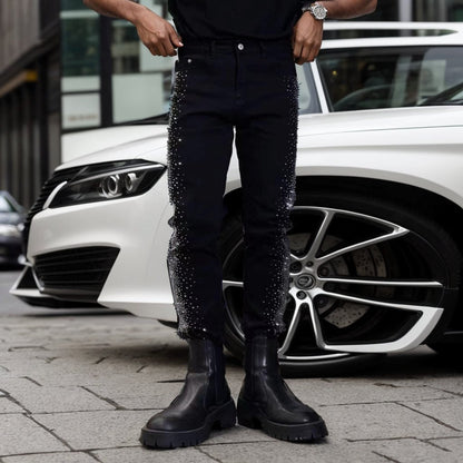 Iron-on stretch slim fit pants