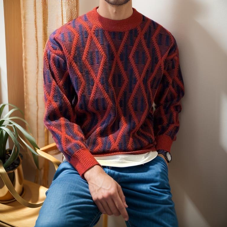Diamond woven texture sweater