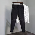 Black Rhinestone Ripped Jeans