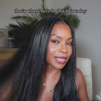 Zora | Trendy Dark Salt And Pepper Straight Human Hair Full Frontal 13x4 HD Lace Wig For Women