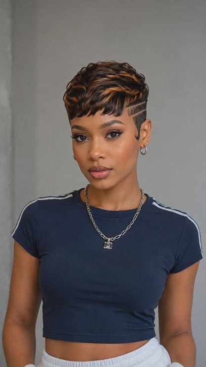 Highlight Brown Short Cut Full Lace Wig