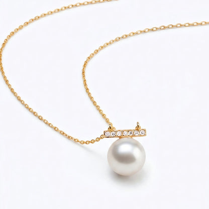 Minimalist 3-Pearl Balance Necklace, 8-8.5mm Genuine White Pearl Pendant