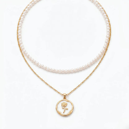 Versatile 2-Piece Natural Freshwater Pearl Necklace & Rose Set