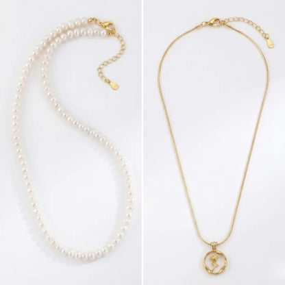 Versatile 2-Piece Natural Freshwater Pearl Necklace & Rose Set