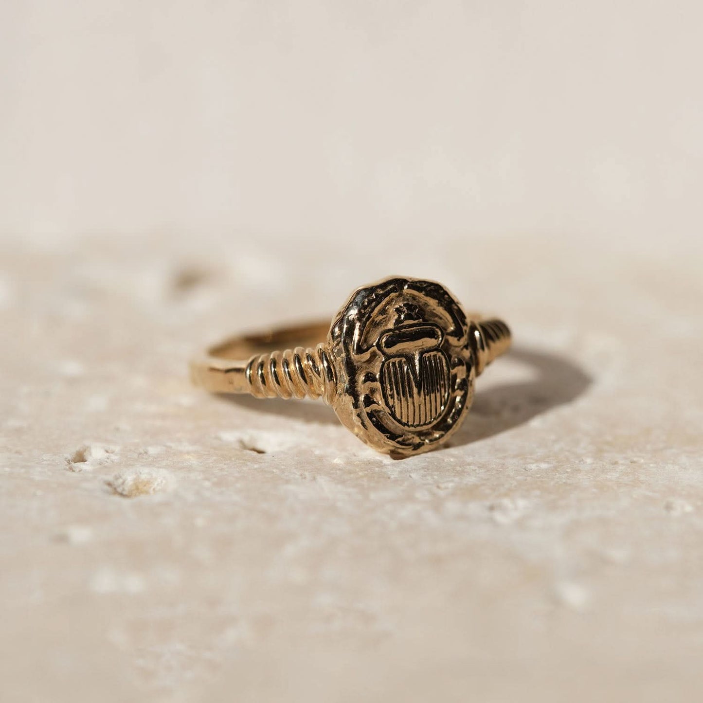 Ancient Scarab Solid Gold Ring