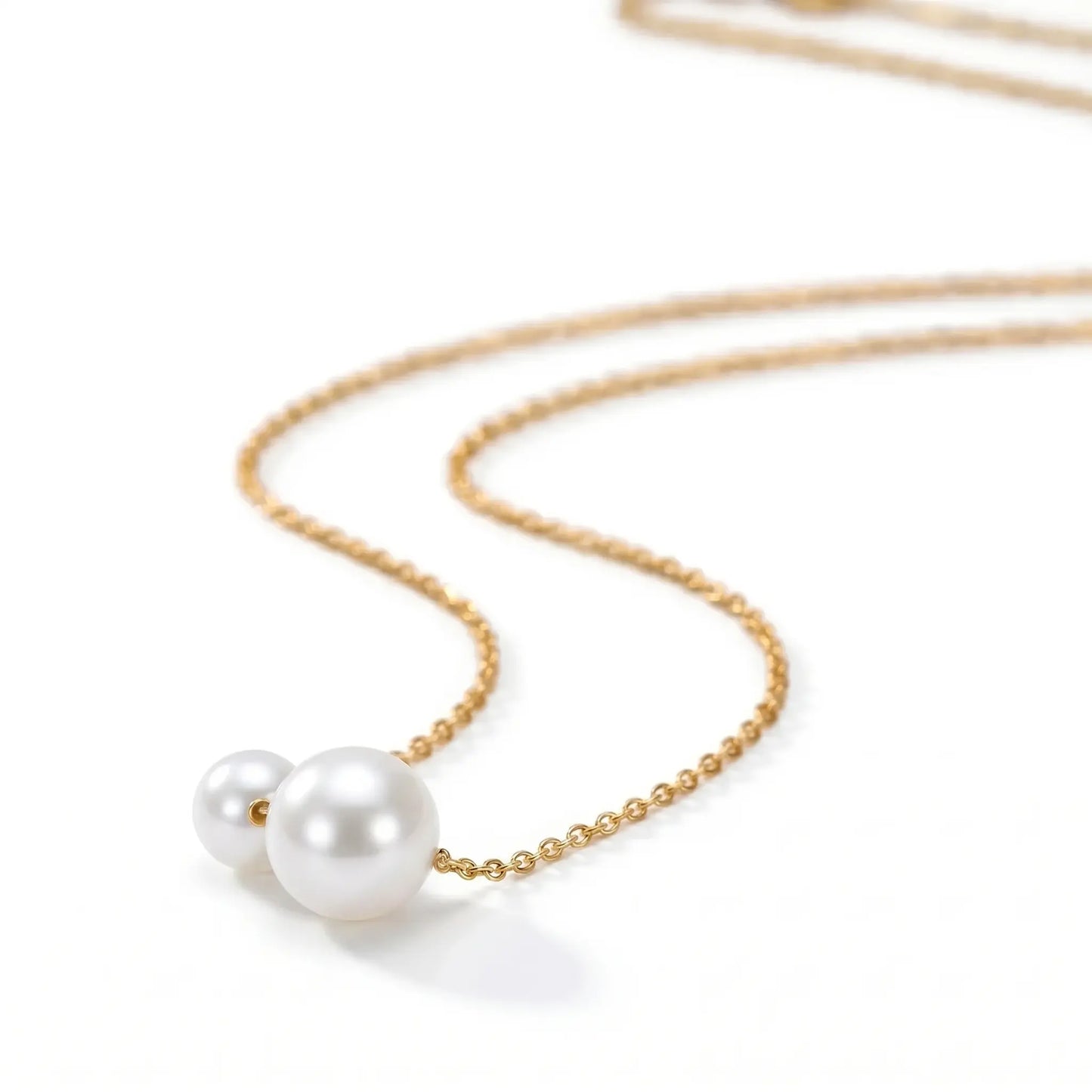 18K Solid Gold 5-7.5mm Japanese Akoya Pearl Necklace