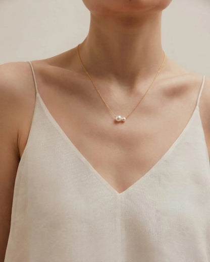 18K Solid Gold 5-7.5mm Japanese Akoya Pearl Necklace