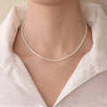 Minimalist 2-3mm Tiny Rice Real Freshwater Pearl Necklace for Women