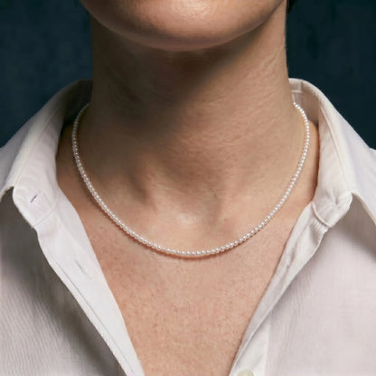Skinny Pearl Necklace 18K Solid Gold 2-2.5mm Freshwater Pearl Choker