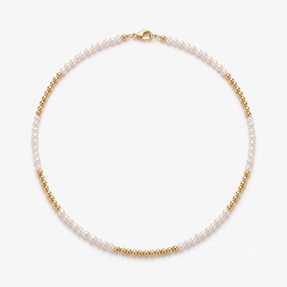Vintage 2-2.5mm Seed Pearl Necklace, Dainty Gold Tone Mini Pearl Choker